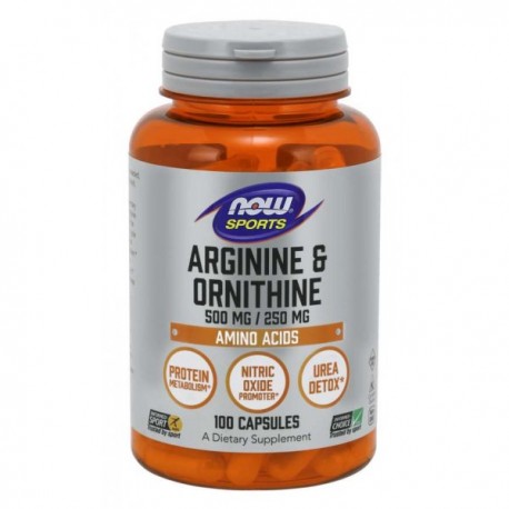 Arginin és Ornitin 500 mg / 250 mg - NOW Foods, 100 cps