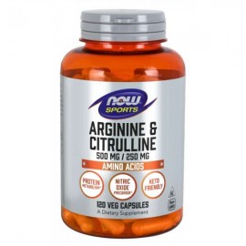 Arginin és citrullin 500 mg / 250 mg - NOW Foods, 120 cps